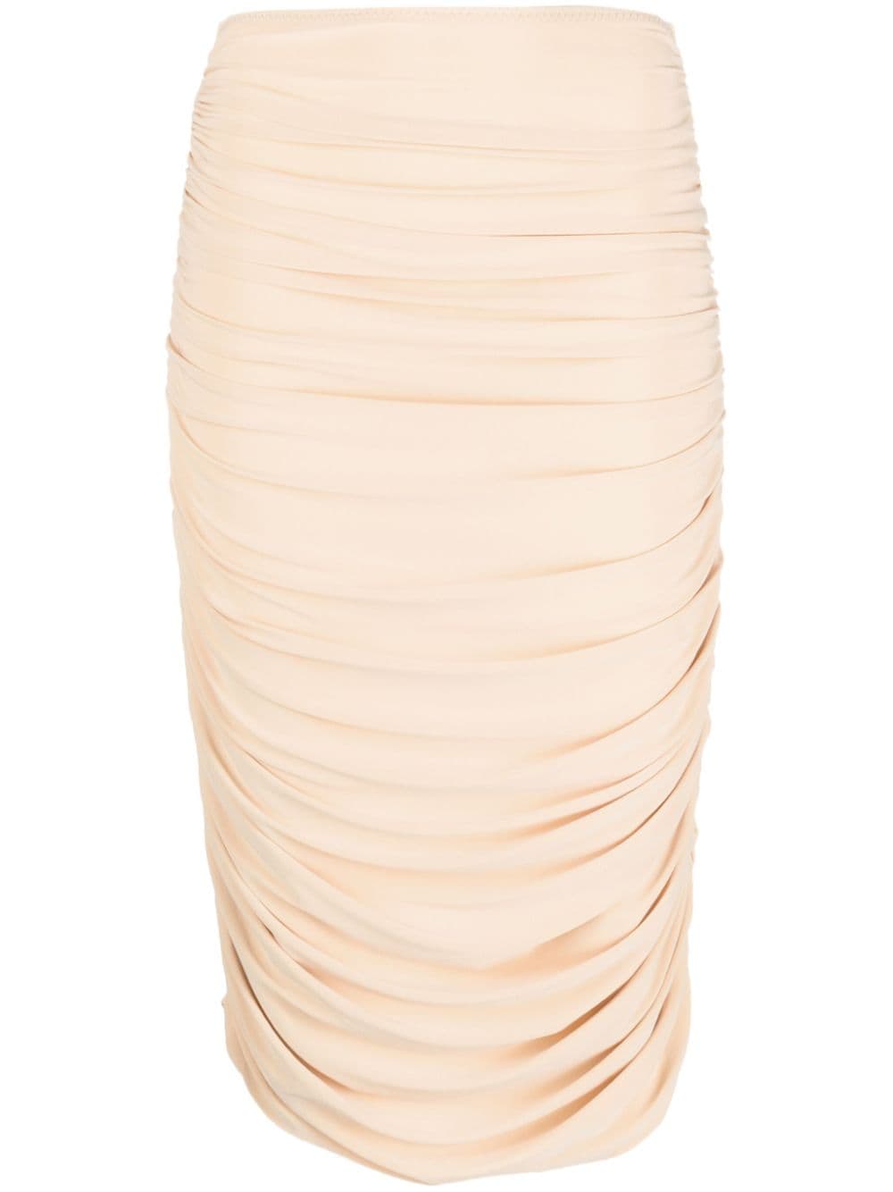 KK223SPL109993 SHIRRED 미디 스커트